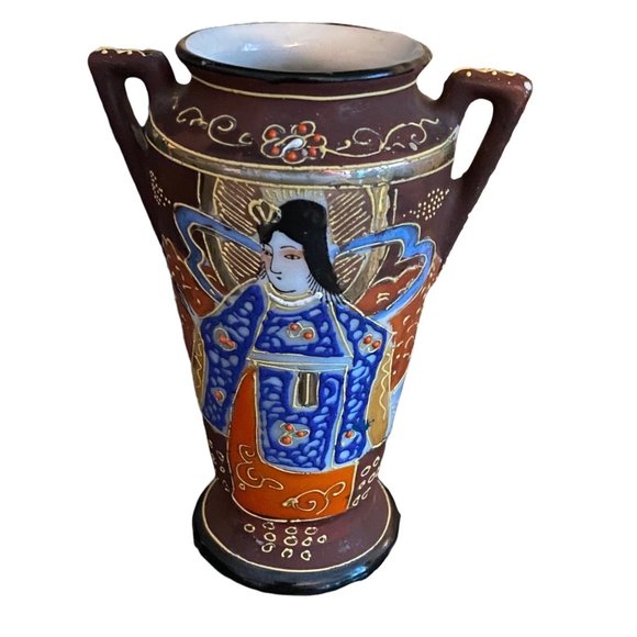Vtg Satsuma Hand Painted Japanese Geisha Vase {30% off when bundled} - Picture 1 of 4